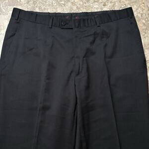 Isaia Pants Mens 56 (37x31) Black Aquaspider 100% Wool Dress Slacks Italy
